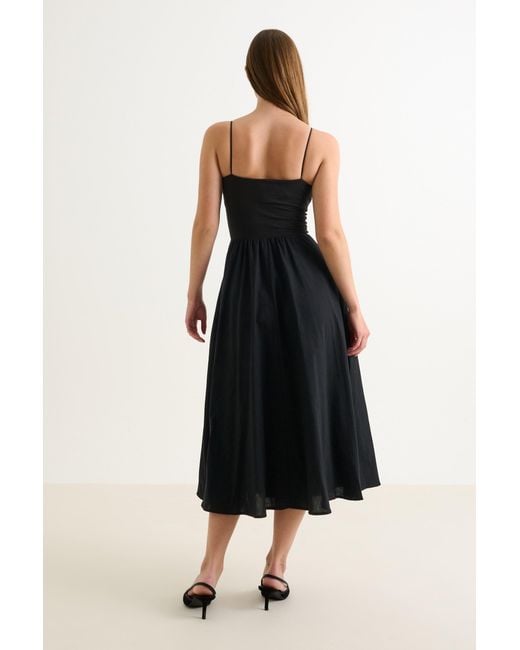 Louche Blue Soumia Jersey Bodice And Recycled Cotton Skirt Midaxi Dress