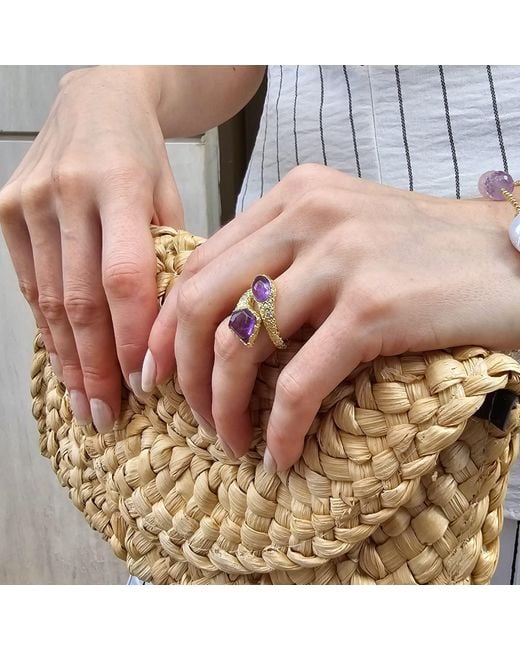 Farra Purple Amethyst Open Ring
