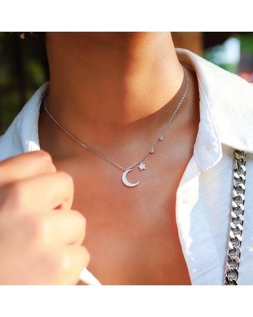 Luna Charles Metallic Ariya Moon & Star Charm Necklace