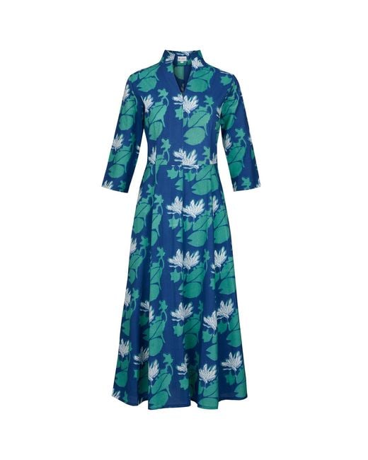 At Last Blue Cotton Chelsea Midi Dress