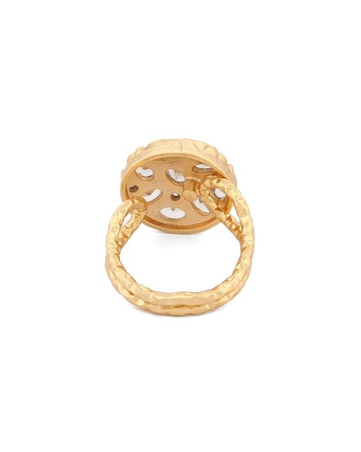 Ebru Jewelry Metallic Radiant Cluster Swarovski Crystal Adjustable Ring