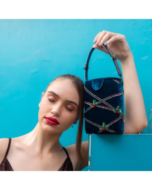 Simitri Blue Knotty Or Nice Bucket Bag