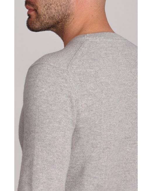 Paul James Knitwear Gray Lightweight Merino Cashmere Marius Crew Neck Jumper for men