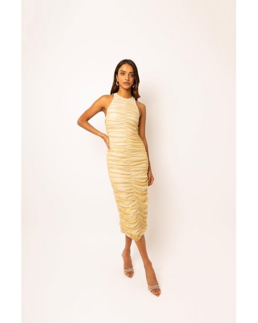 Amy Lynn White Lottie Ruche Midi Dress