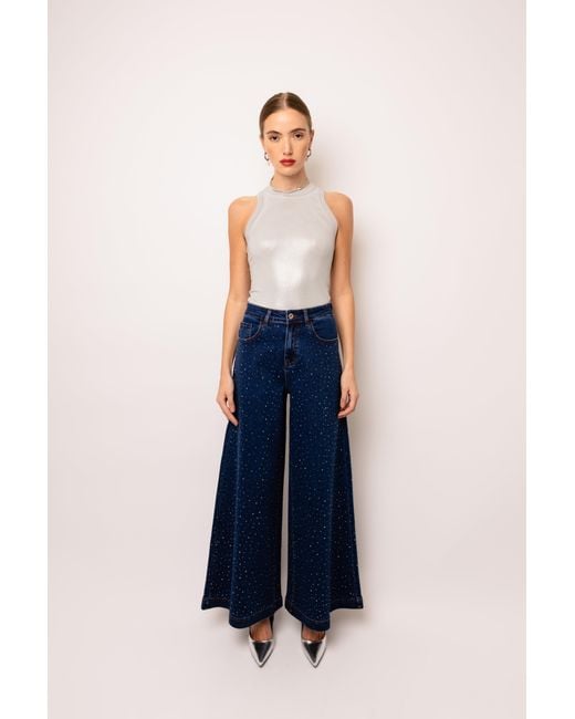 Amy Lynn Blue Demi Diamante Flare Jeans