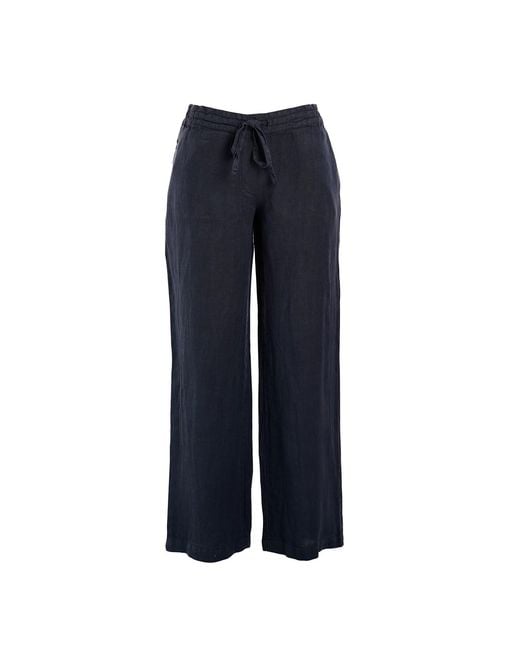 Haris Cotton Blue Solid Wide Legged Linen Pants