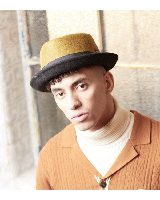 Dasmarca Hats Brown Jackson Mustard Wool Felt Two Toine Porkpie Hat for men