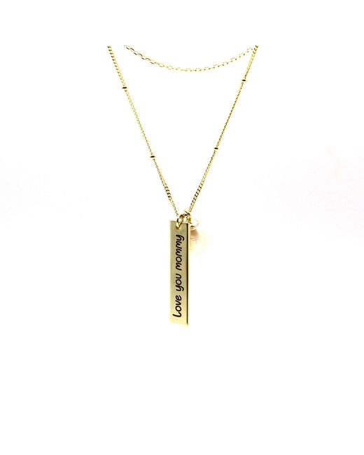 VicStoneNYC Fine Jewelry Metallic Love You Mommy Pearl Solid Necklace