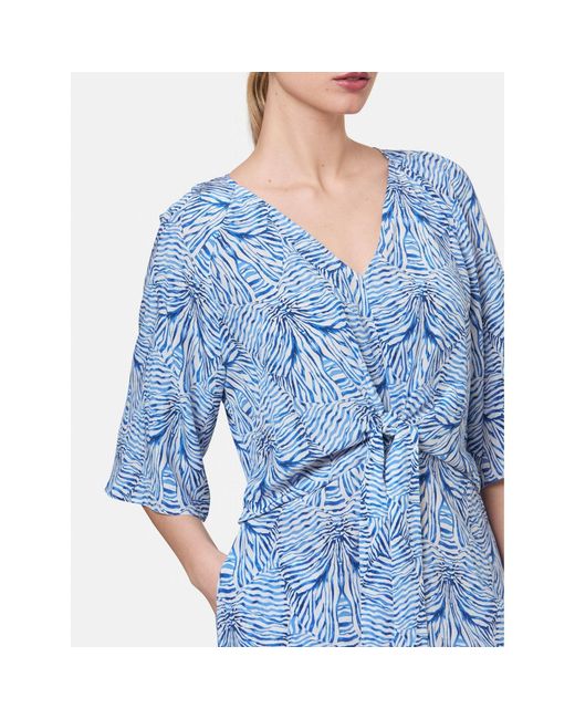 Helen Mcalinden Blue Ailbhe Stripe And Bow Print Dress