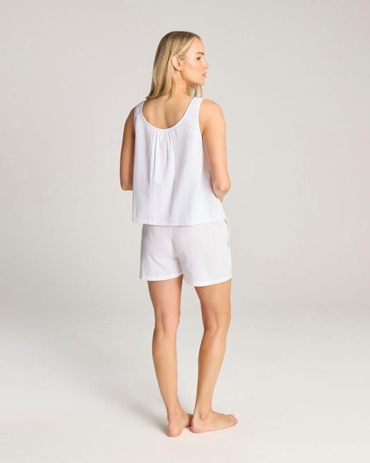 Nudea White Seersucker Button Cami