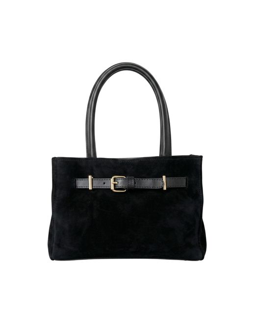 Harmain Leathers Ltd Black The Suede East-West Buckle Tote Bag – Onyx