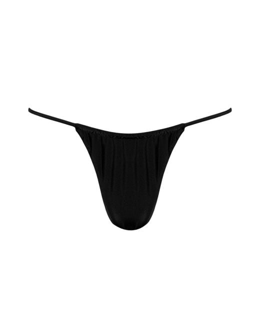 Playaluxe Black Capri Ruched String Bikini Bottom