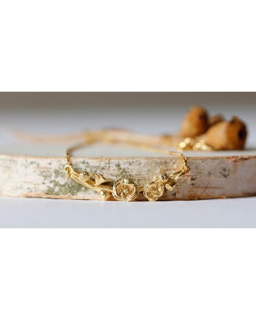 Lee Renee Metallic Poppy & Poppy Seedpod Necklace