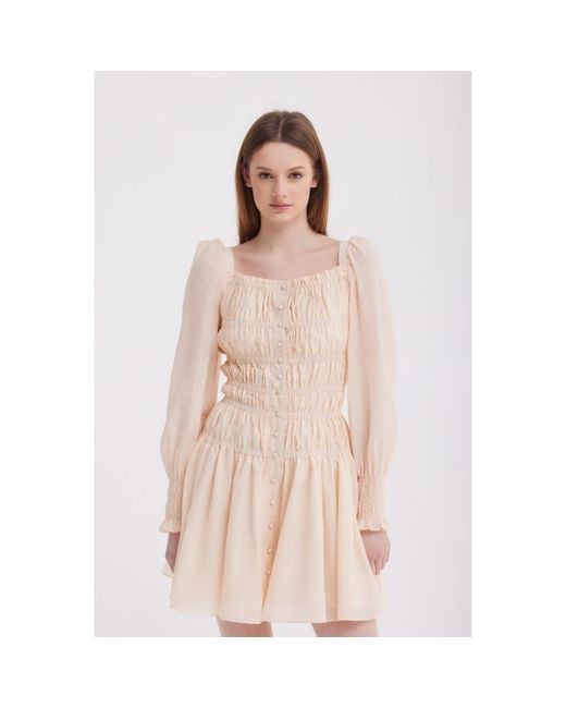 Georgette Natural Neutrals Celeste Soft Mini Dress