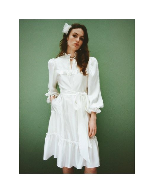 Lisa The Label White Le Jardin Short Plumerella Dress