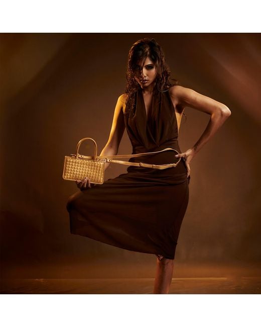 F3Rog by Rana Metallic Woven Leather Crossbody Piraye Bag
