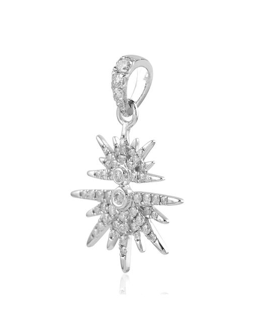 Artisan White Natural Diamond Sunburst Pendant Gold Jewelry