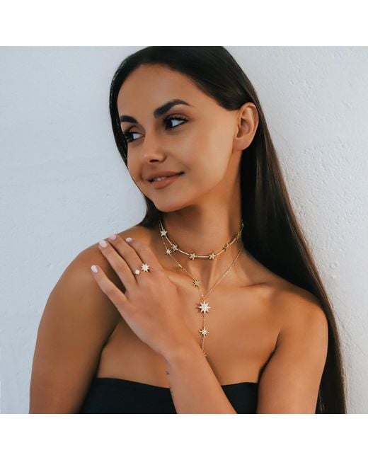 Luna Charles Metallic Aneira Star Hoop Earrings