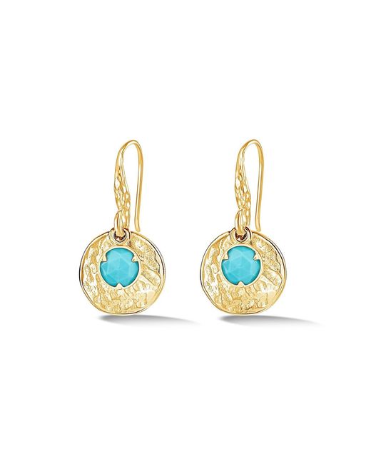 Dower & Hall Blue Hammered Disc & Array Earrings