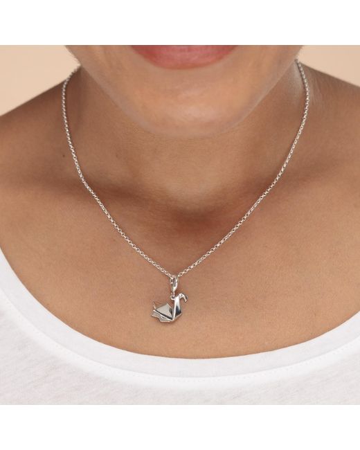 Lily Charmed Metallic Sterling Origami Swan Charm Necklace