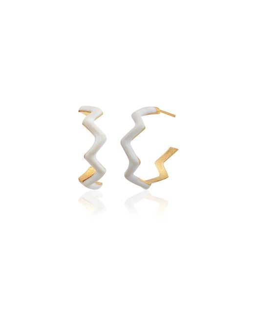 Milou Jewelry Metallic Zig Zag Hoop Earrings