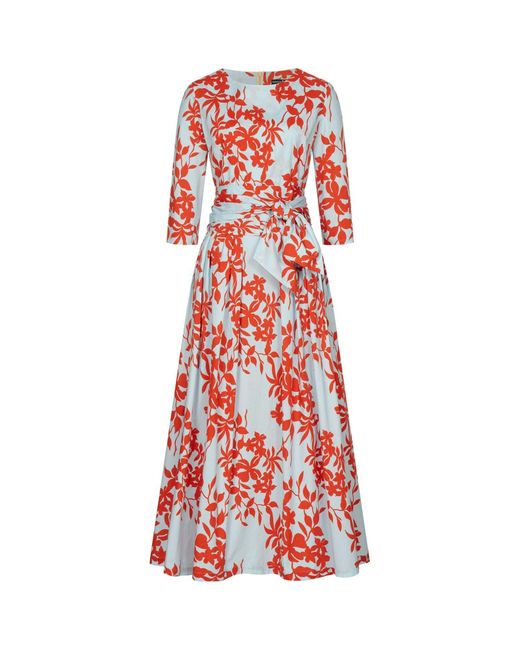 Marianna Déri Red Contrast Flower Maxi Dress