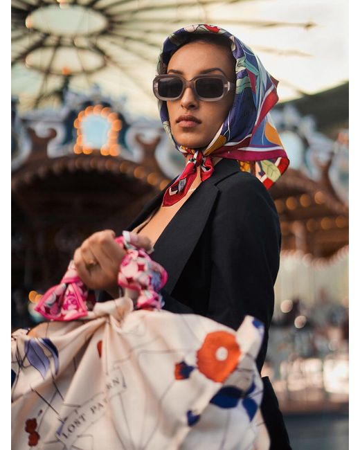 Lost Pattern Blue El Amor Silk Bandana