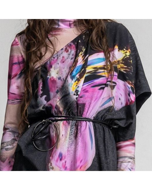 ARTISTA Blue Ruben Asymmetric Shoulder Midi Dress