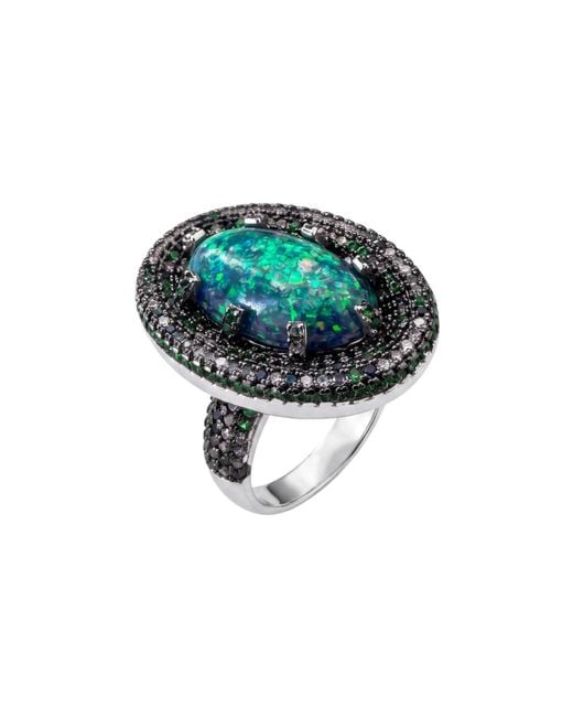 Latelita London Green Serafina Opal Cocktail Ring