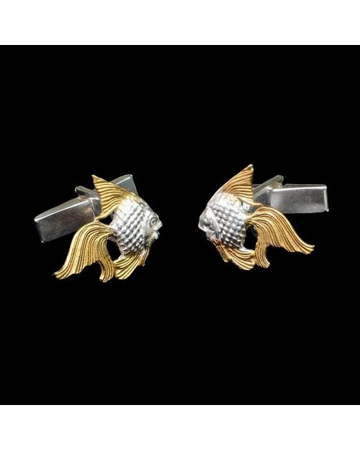 Simon Kemp Jewellers Metallic Angel Fish Cufflinks Eighteen Carat On Solid Recycled Sterling for men