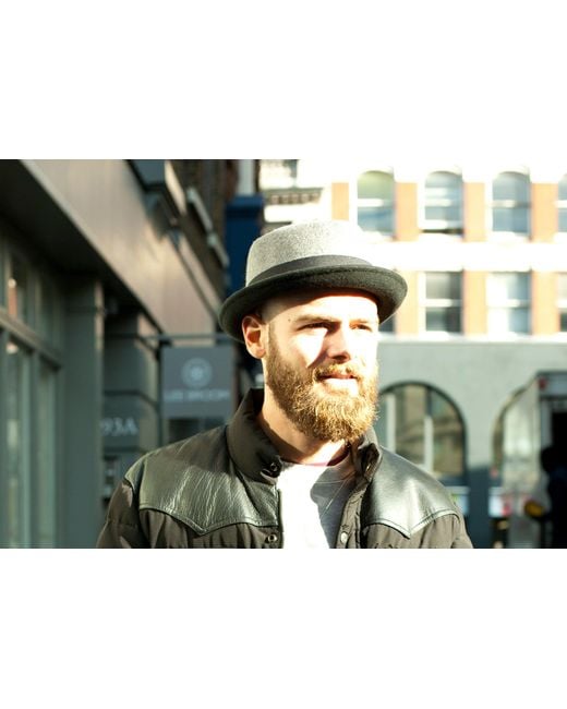 Dasmarca Hats Gray Jackson Cloud Wool Felt Porkpie Hat for men