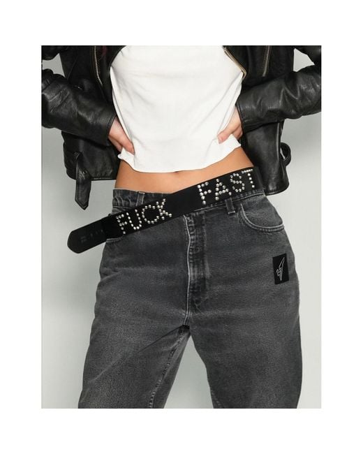 Stuart Trevor Black F*Ck Fast Fashion Studded Leather Belt