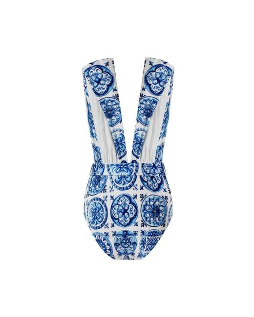 Nur Karaata Blue Iconic Susi Bleu Blanc Swimsuit