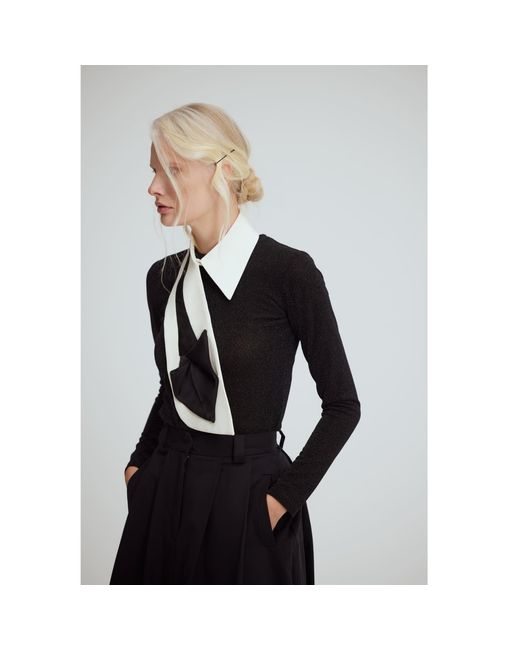 Julia Allert Black Detachable Shirt Collar With Sculptural Tie