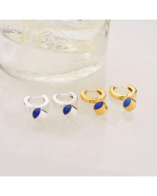Nellou Jewellery Blue Gem Hoop Birthstone Earrings September Sterling