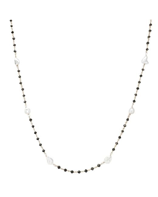 Rahul's Jewels Metallic 20" Genuine Diamond & Keshi Pearl Rosary Necklace