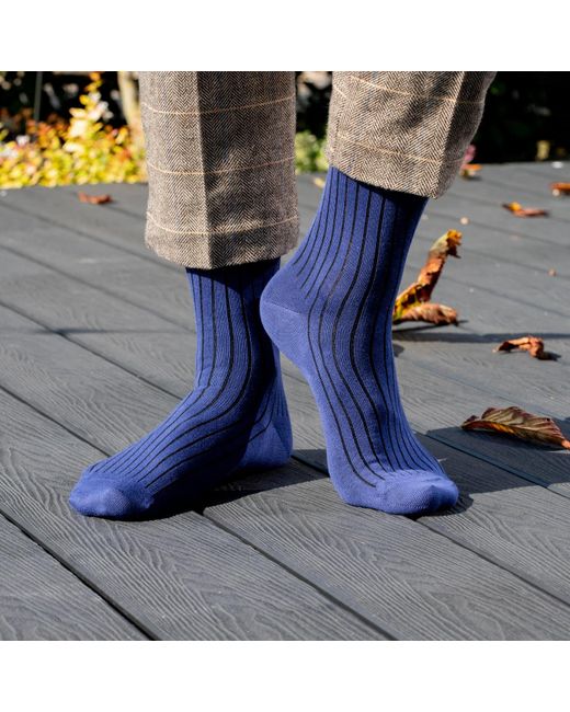 Peper Harow - Made in England Blue Three Pack Essential Socks for men