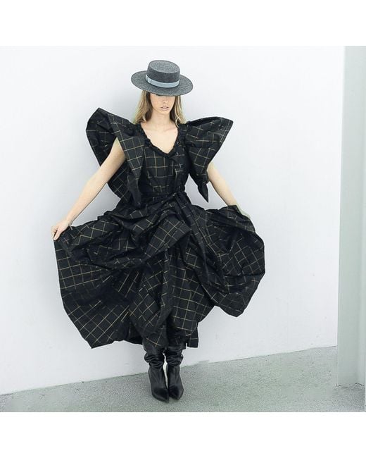 Miro Misljen Black Avant-Garde Silk Sculptural Dress