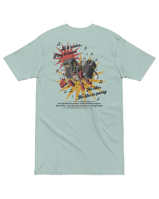 Anchor and Crew Blue Ice If It's Nice Play It Twice Disco! Cotton Embroidered Oversized T-Shirt for men