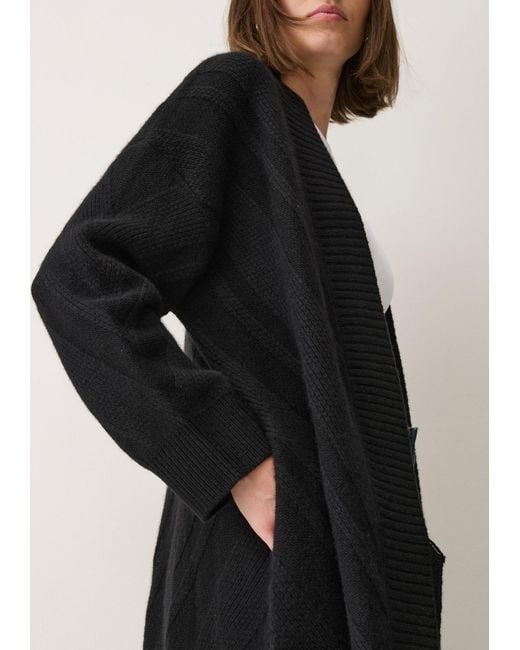 Loop Cashmere Black Textured Chevron Cardigan