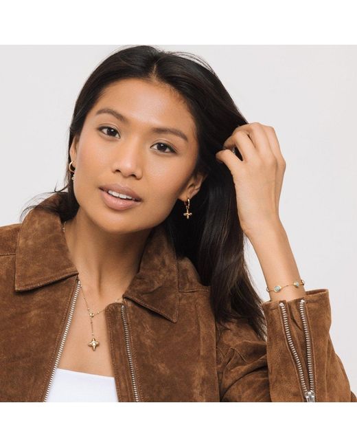Lulu B London Metallic Topaz Cross Gemstone Charm Hoop Earrings