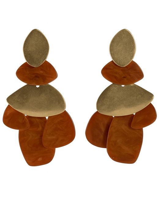 Michael Nash Jewelry Brown Danielle Carnelian Resin & Worn Pierced Earrings