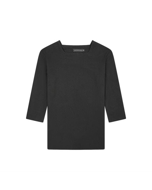 Rave on Trend Black Square Neck Ribbed Tee