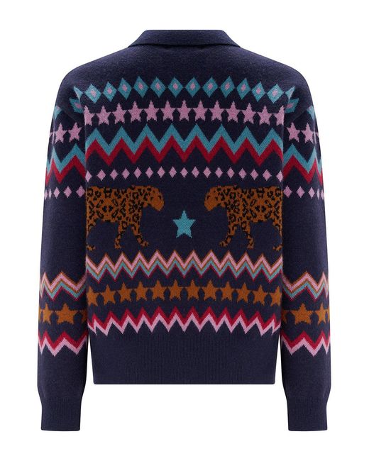 Sugarhill Blue Katlin Knitted Bomber Jacket Leopard