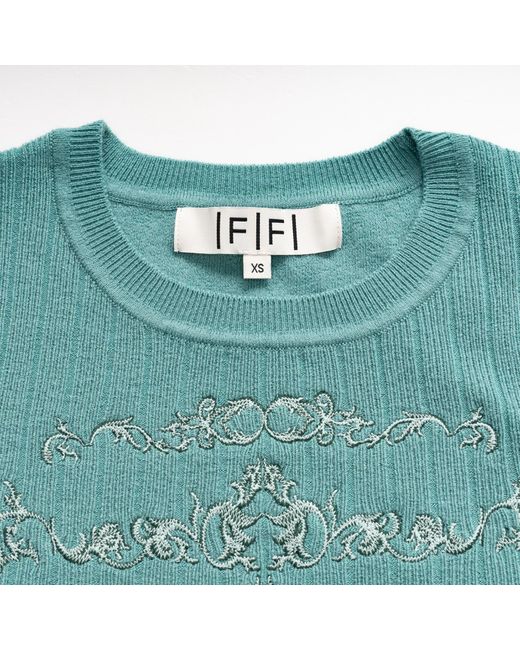 Fully Fashioning Green Billy Sweater Short Sleeve Knit Top