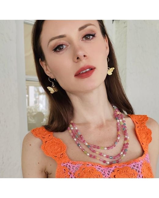 Farra Pink Tourmaline Multi-Strands Necklace