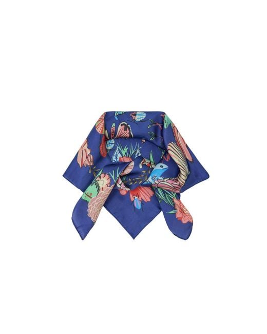 Saachi Blue Butterfly Garden Satin Bandana