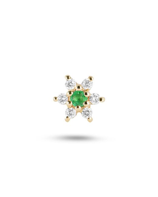 Zohreh Green Diamond & Emerald Flower Flat Back Earring 9K
