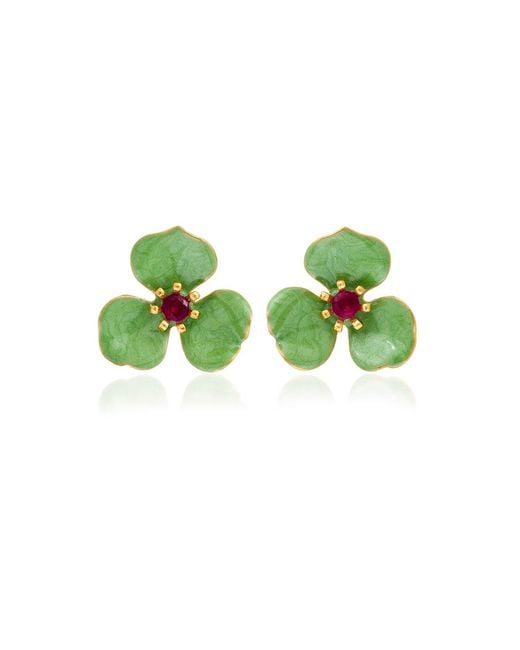 Milou Jewelry Green Light Petal Flower Earrings