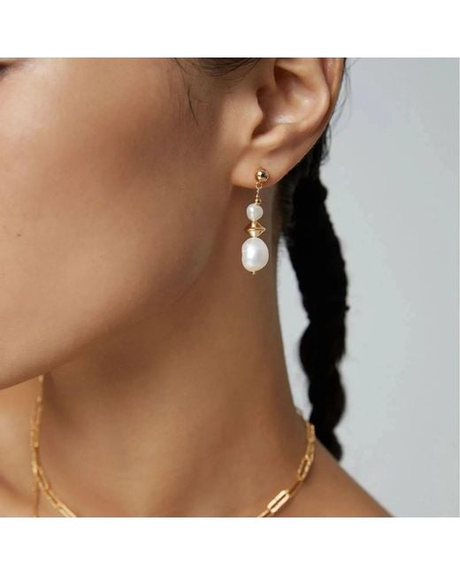 Angel Barocco Metallic Geometric Pearl Drop Earrings